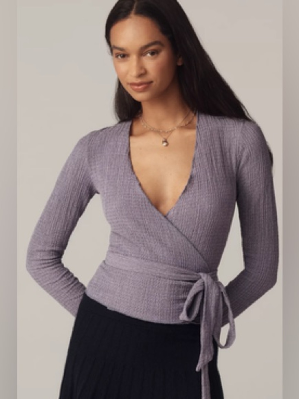 Pilcro Anthropologie Textured Wrap Knit Top
